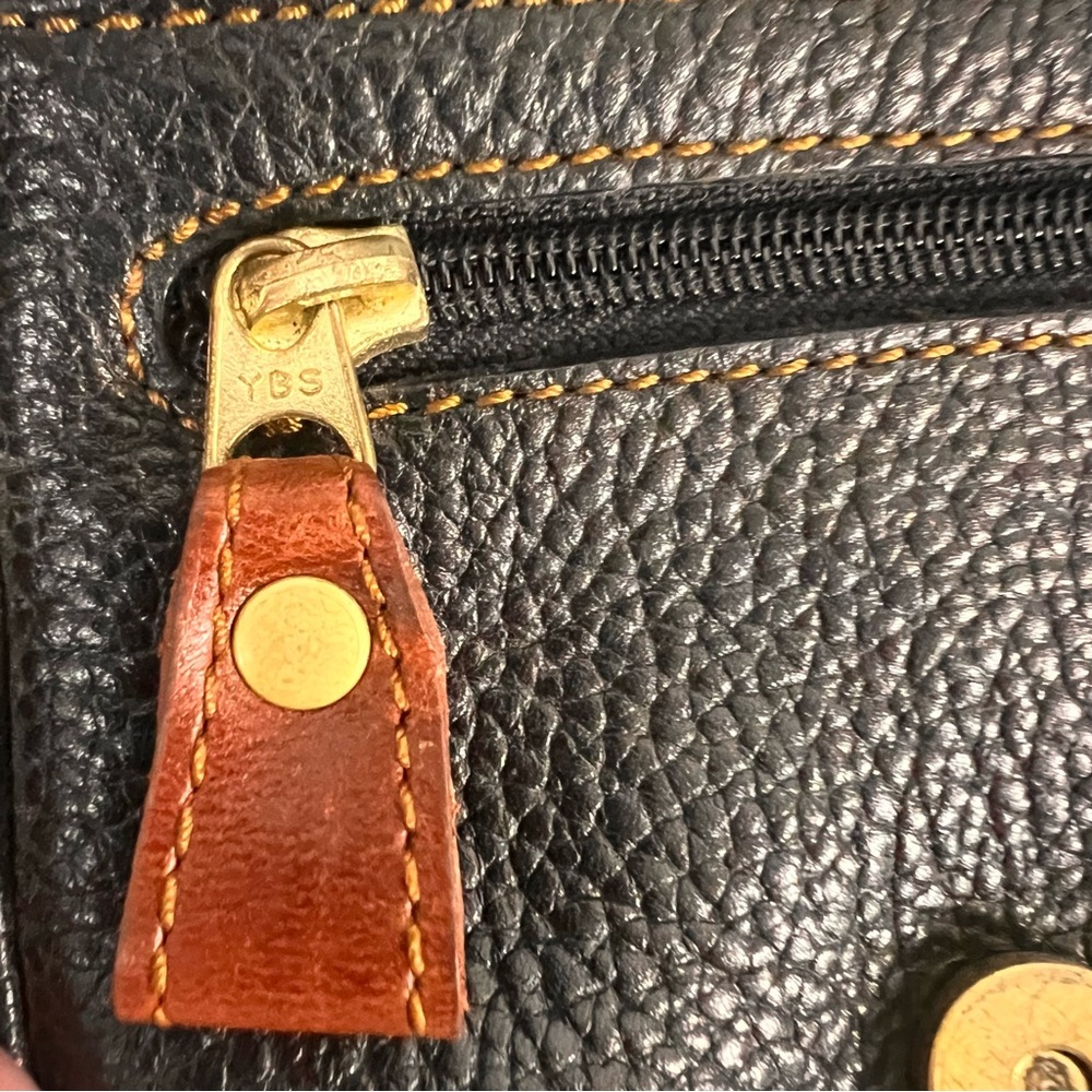 Vintage Mini Leather Saddle Crossbody Purse Liz Claiborne Brwn Black Pebbled - Picture 12 of 16